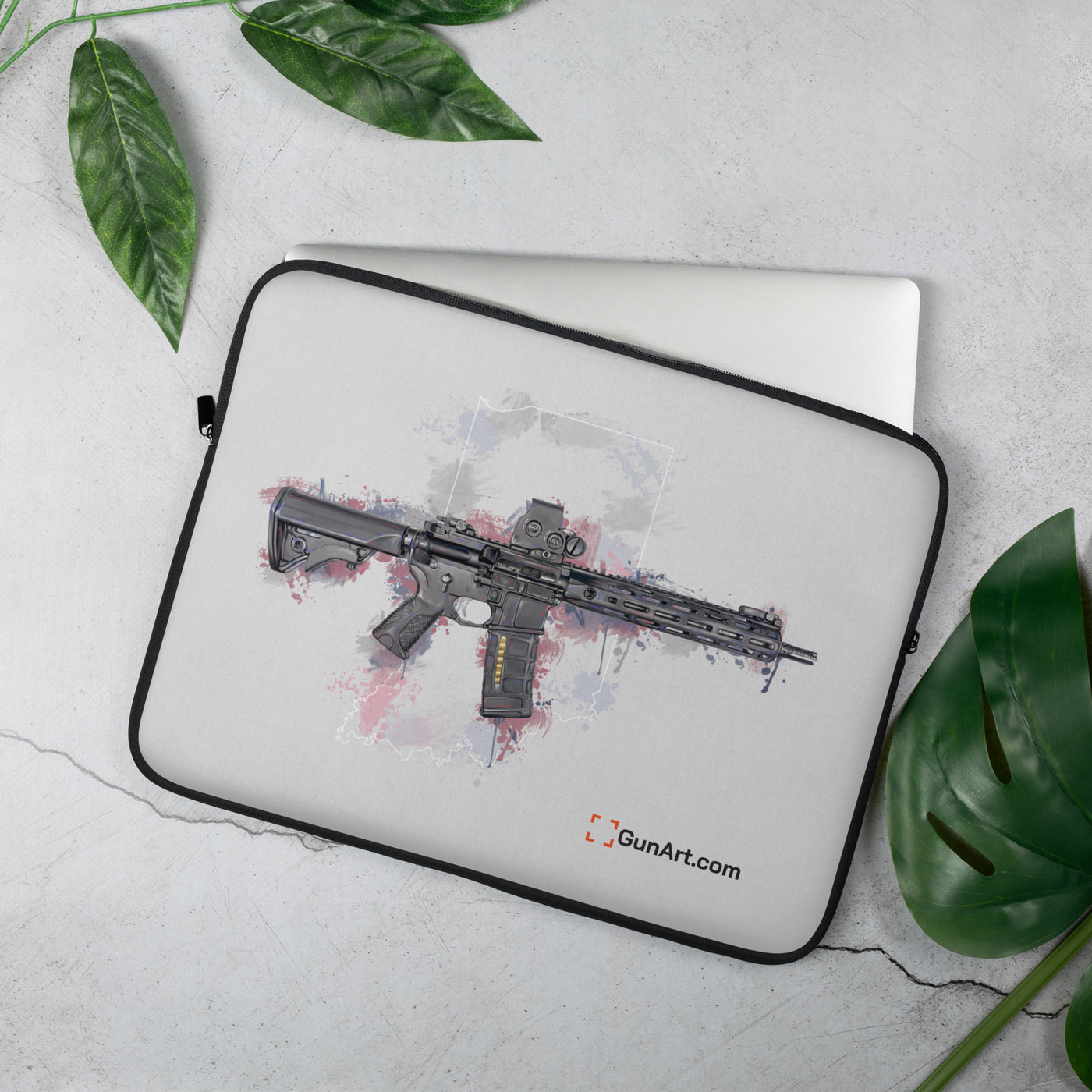 Defending Freedom - Indiana - AR-15 State Laptop Sleeve - White State