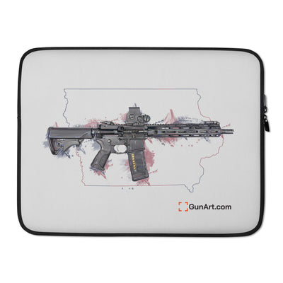 Defending Freedom - Iowa - AR-15 State Laptop Sleeve - Colored State