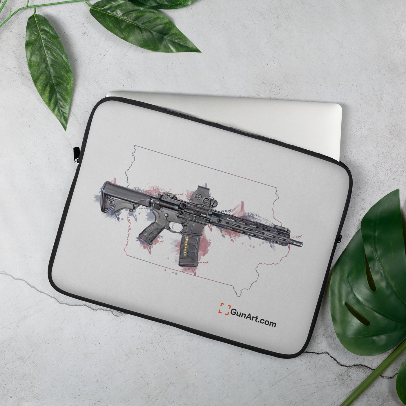 Defending Freedom - Iowa - AR-15 State Laptop Sleeve - Colored State