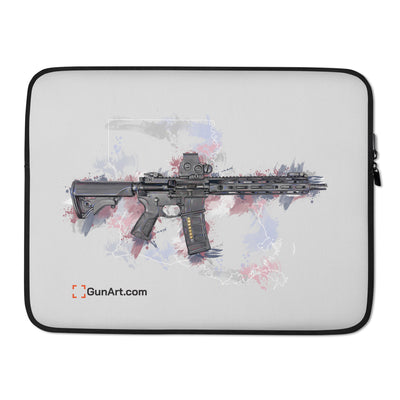 Defending Freedom - Louisiana - AR-15 State Laptop Sleeve - White State