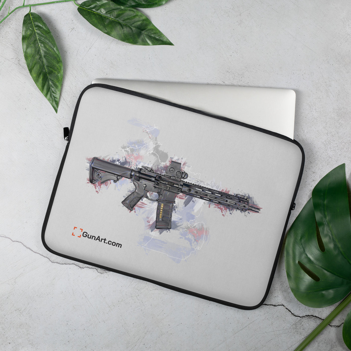 Defending Freedom - Michigan - AR-15 State Laptop Sleeve - White State