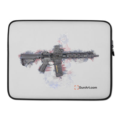 Defending Freedom - New Hampshire - AR-15 State Laptop Sleeve - White State