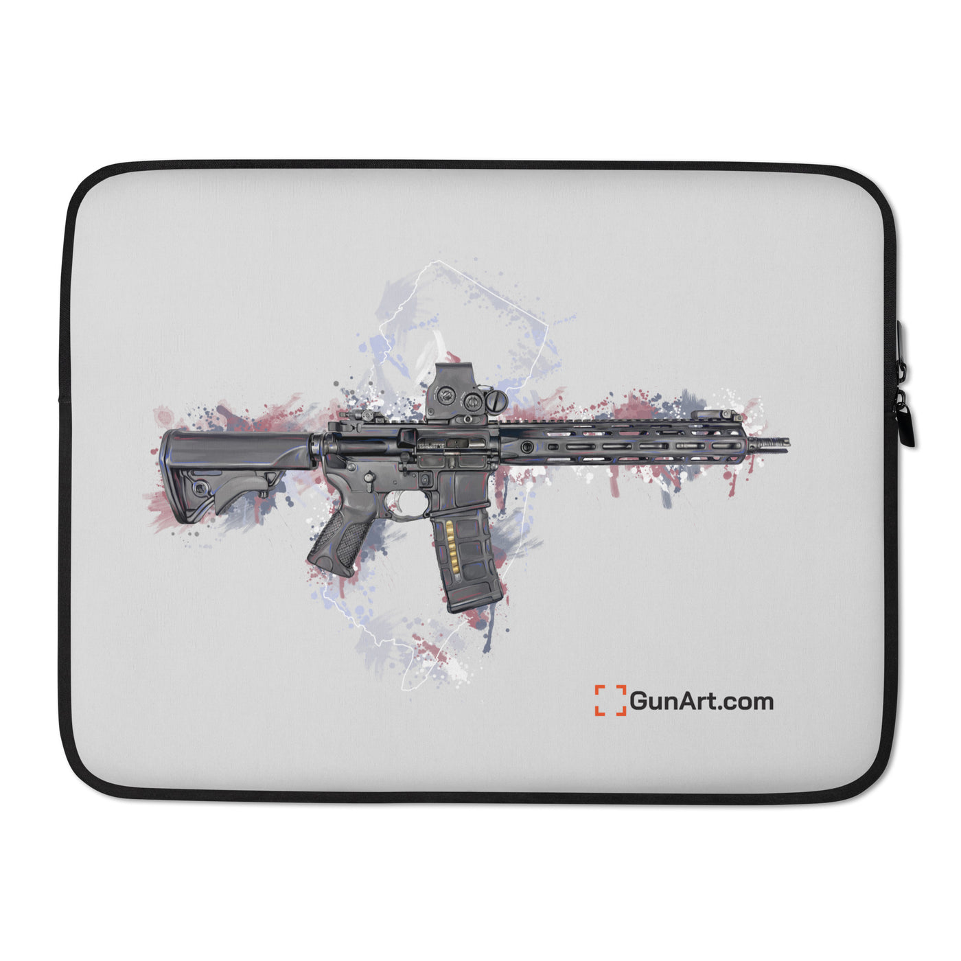 Defending Freedom - New Jersey - AR-15 State Laptop Sleeve - White State
