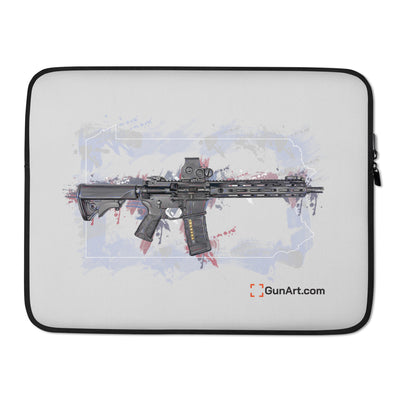 Defending Freedom - Pennsylvania - AR-15 State Laptop Sleeve - White State