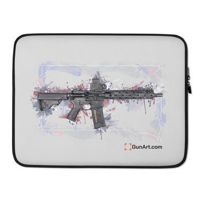 Defending Freedom - South Dakota - AR-15 State Laptop Sleeve - White State