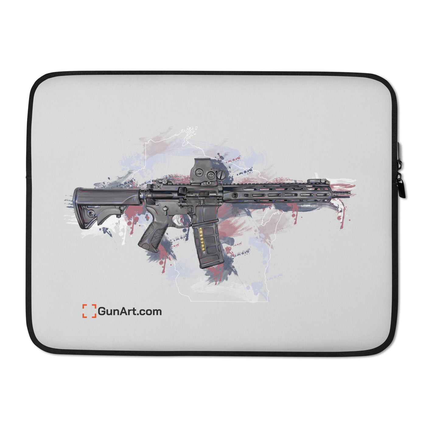 Defending Freedom - Wisconsin - AR-15 State Laptop Sleeve - White State