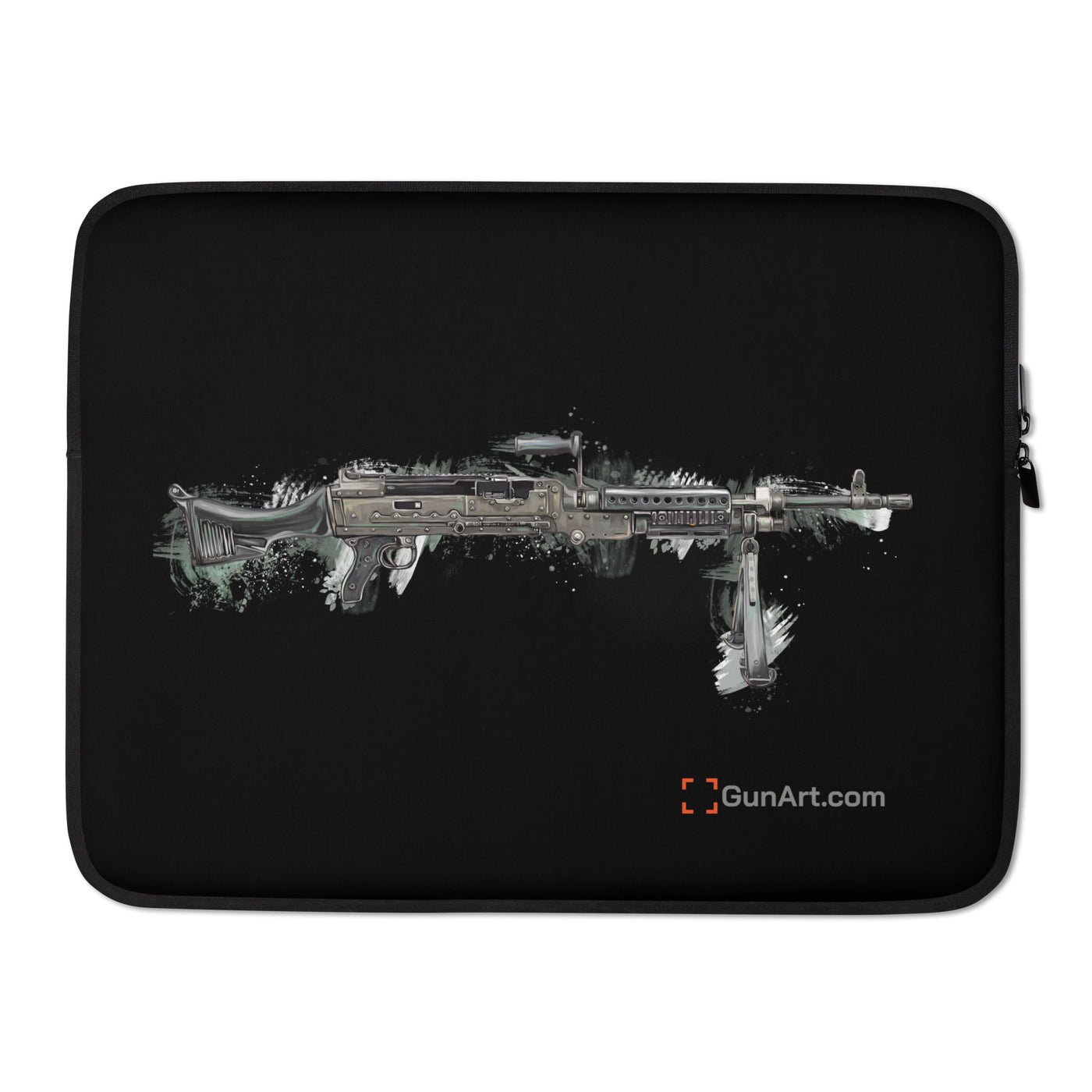 M240B - Belt Fed 7.62x51 Machine Gun Laptop Sleeve - Black Background
