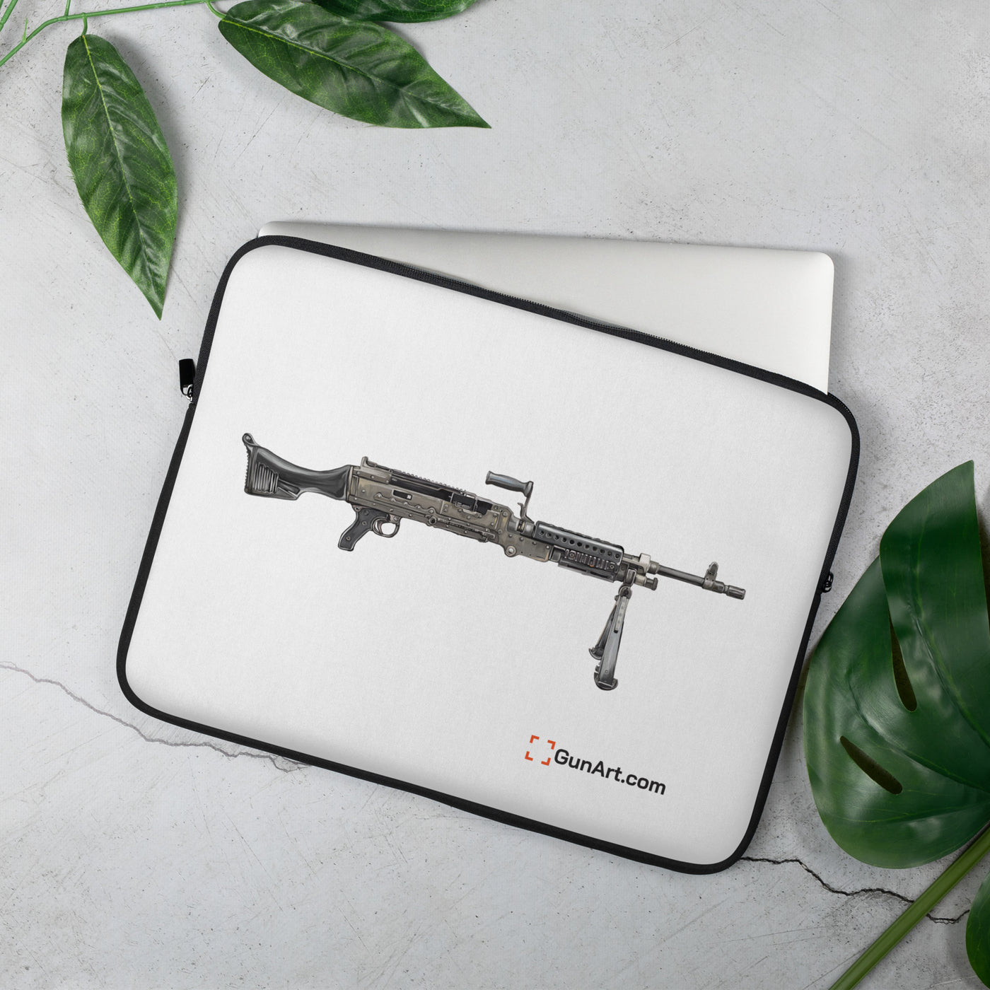 M240B - Belt Fed 7.62x51 Machine Gun Laptop Sleeve - Just The Piece - White Background