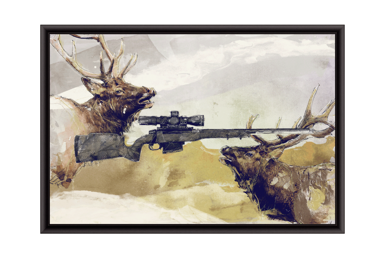 Elk Hunting Rifle Painting