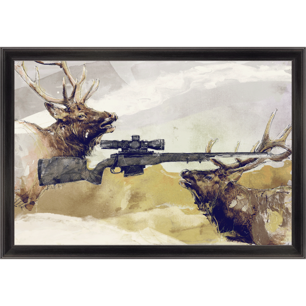 Elk Hunting Rifle Painting