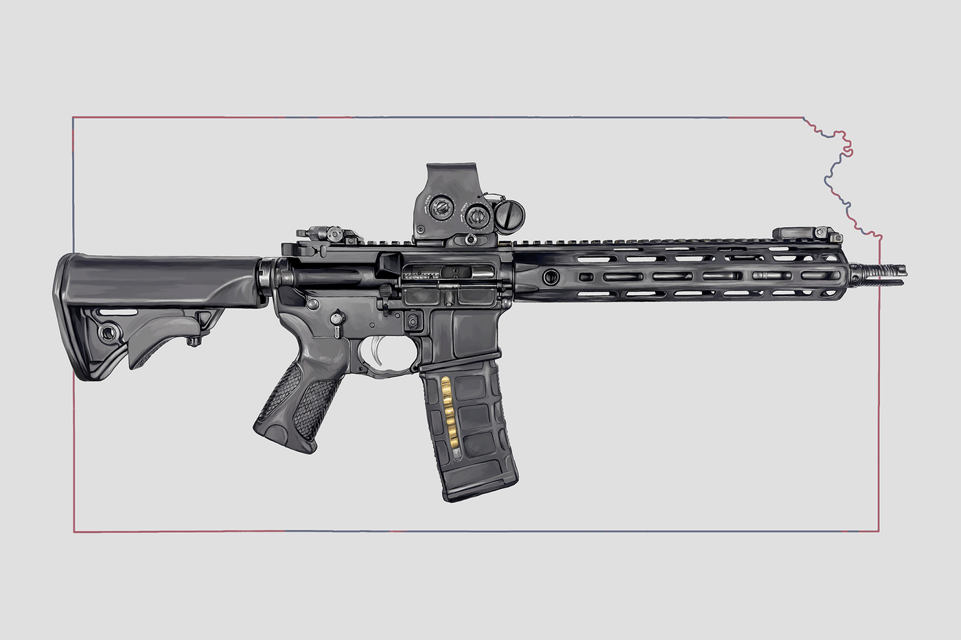 Defending Freedom - Kansas - AR-15 State Painting (Minimal)