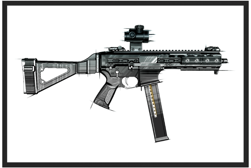 .45 Cal SMG Painting - Just The Piece