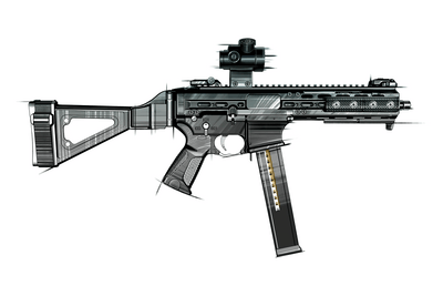 .45 Cal SMG Painting - Just The Piece