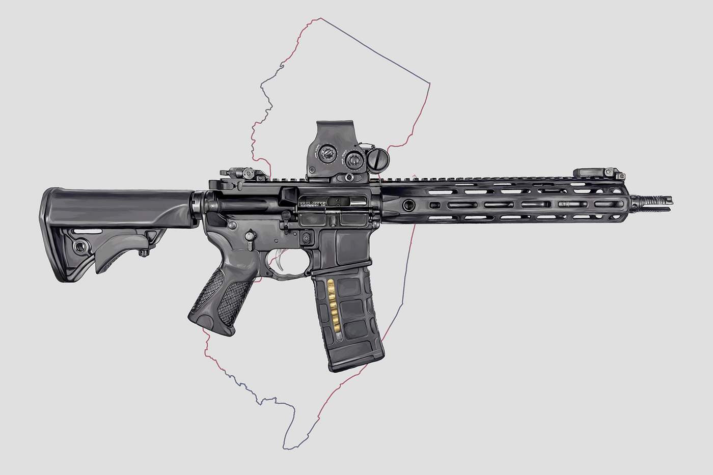 Defending Freedom - New Jersey - AR-15 State Painting (Minimal)