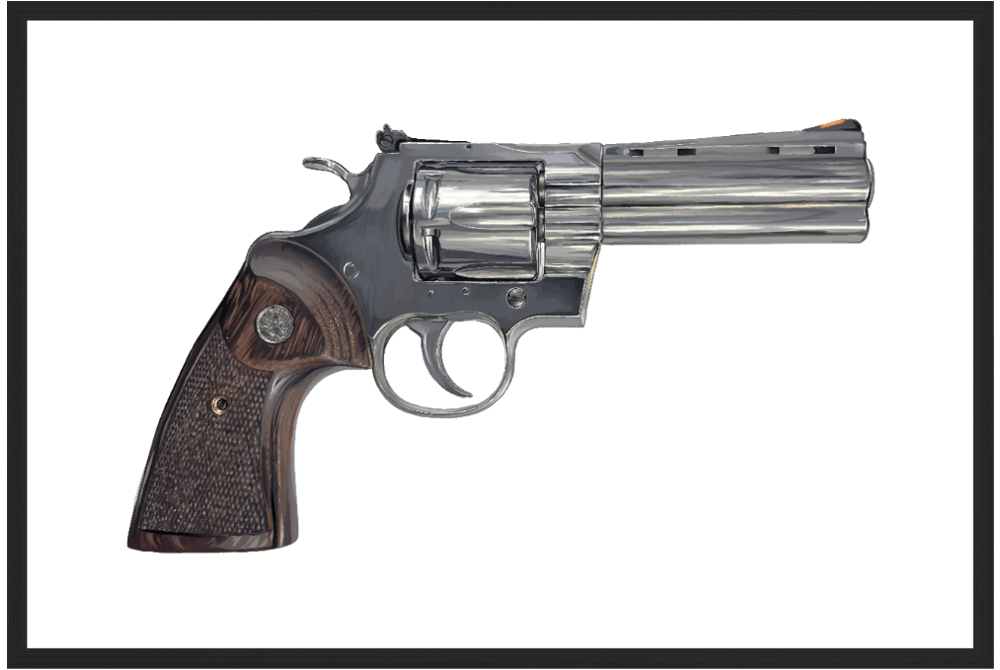 Wood & Stainless .357 Magnum Revolver Painting - Just The Piece