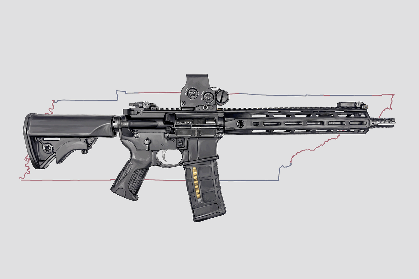 Defending Freedom - Tennessee - AR-15 State Painting (Minimal)